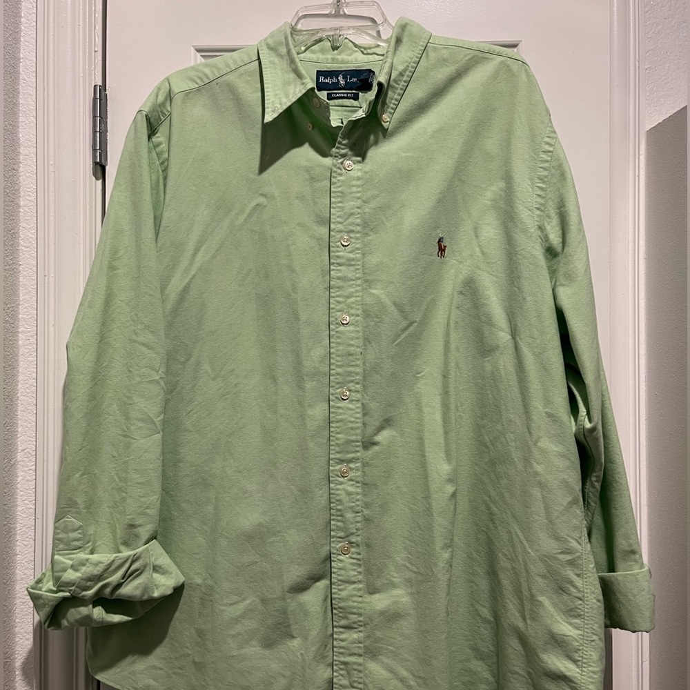 Men’s Polo Ralph Lauren button down. 2XL. Lime Green